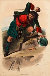 Een lithografie van een lid van de Schotse clan MacKenzie